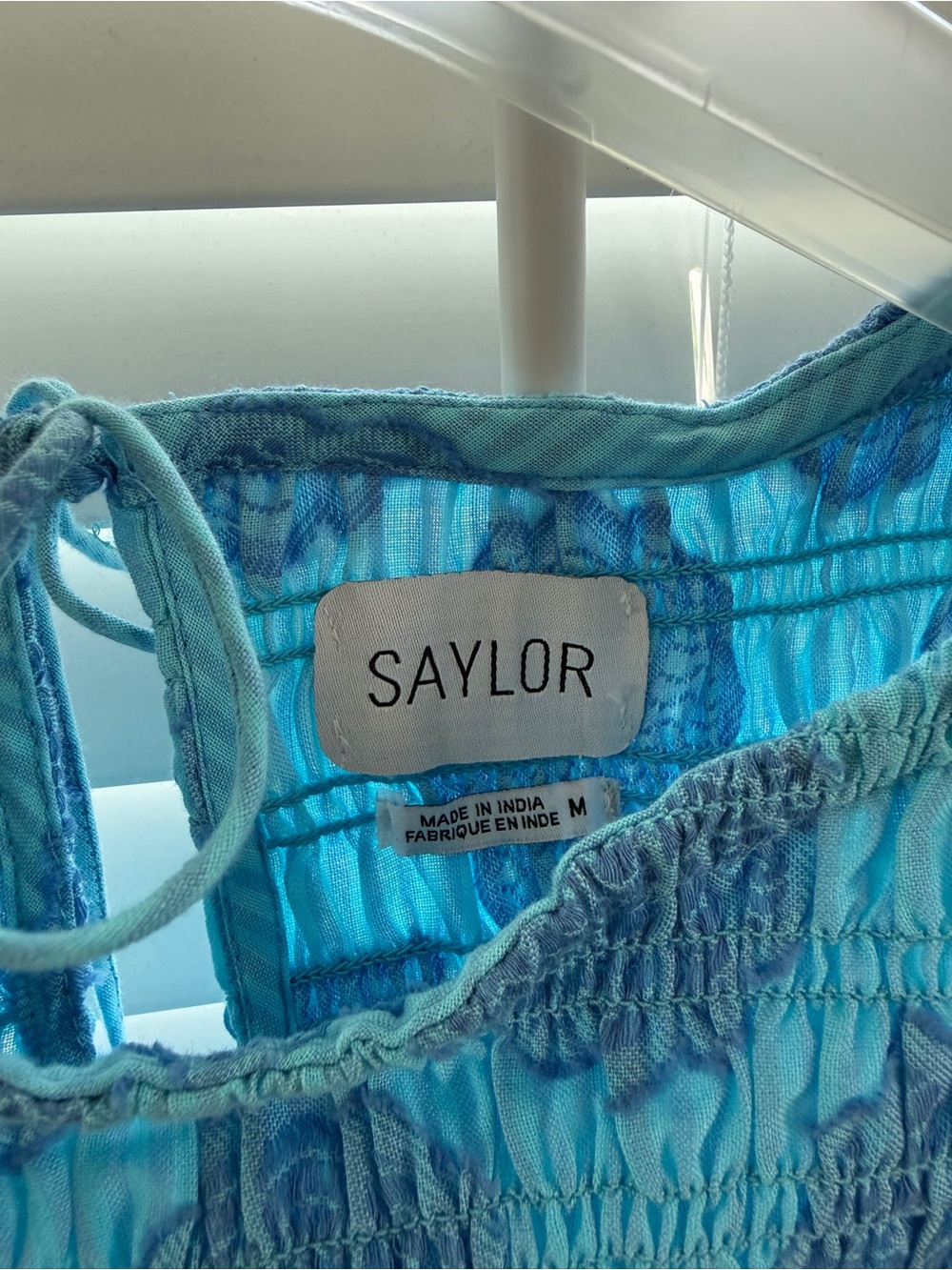 SAYLOR Corina Blue Seashell Stripe Smocked Summer Dress size M - Picture 5 of 9